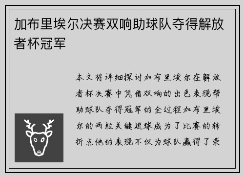 加布里埃尔决赛双响助球队夺得解放者杯冠军